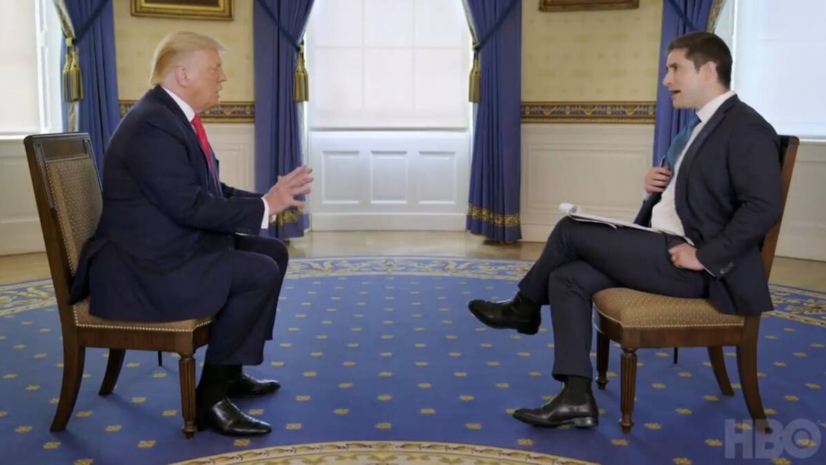 Donald Trump and Jonathan Swan. That interview was ... something. Picture: Axios on HBO