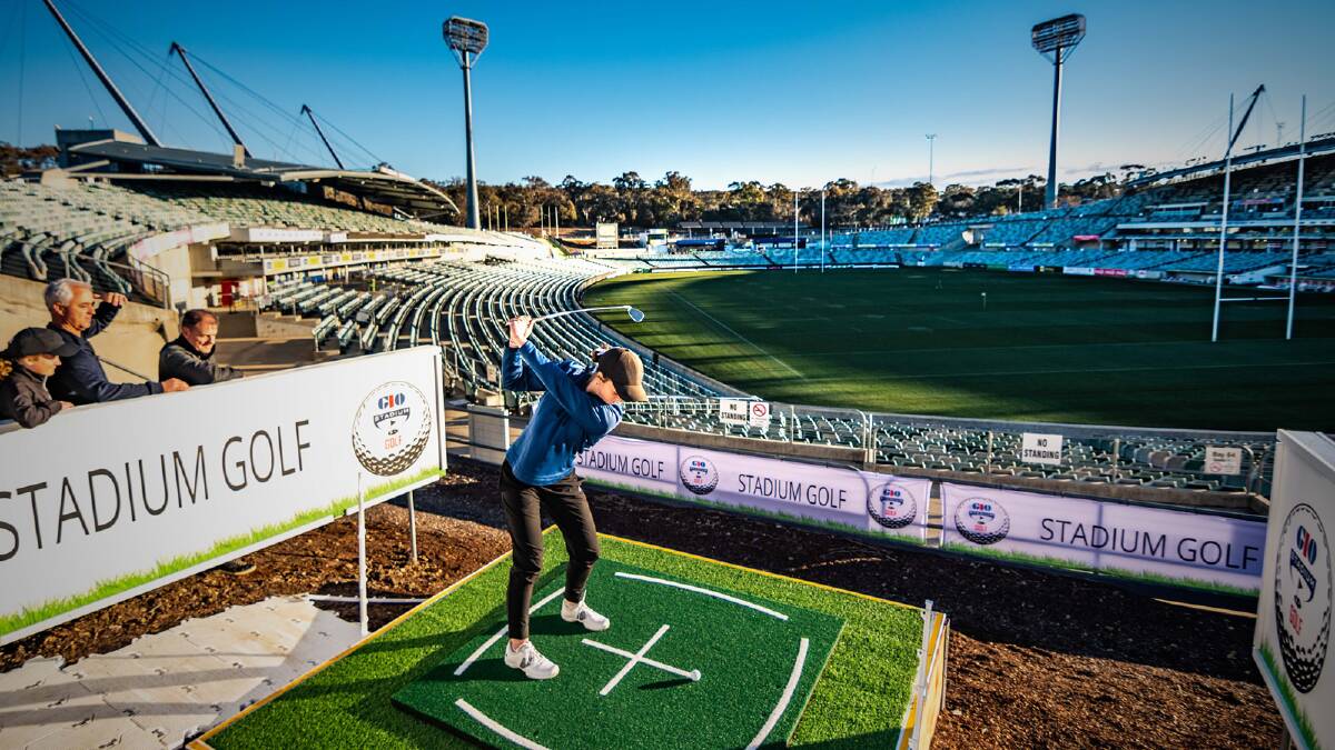 Canberra Stadium will turn into a golf course next week. Picture supplied