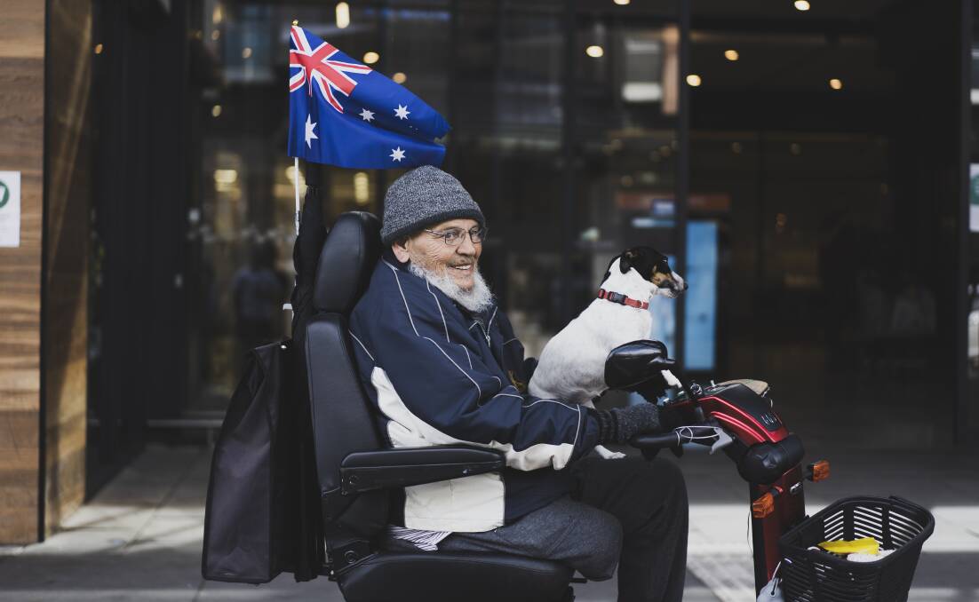 Gungahlin resident Ray Charlton and "Spotty". Picture: Dion Georgopoulos