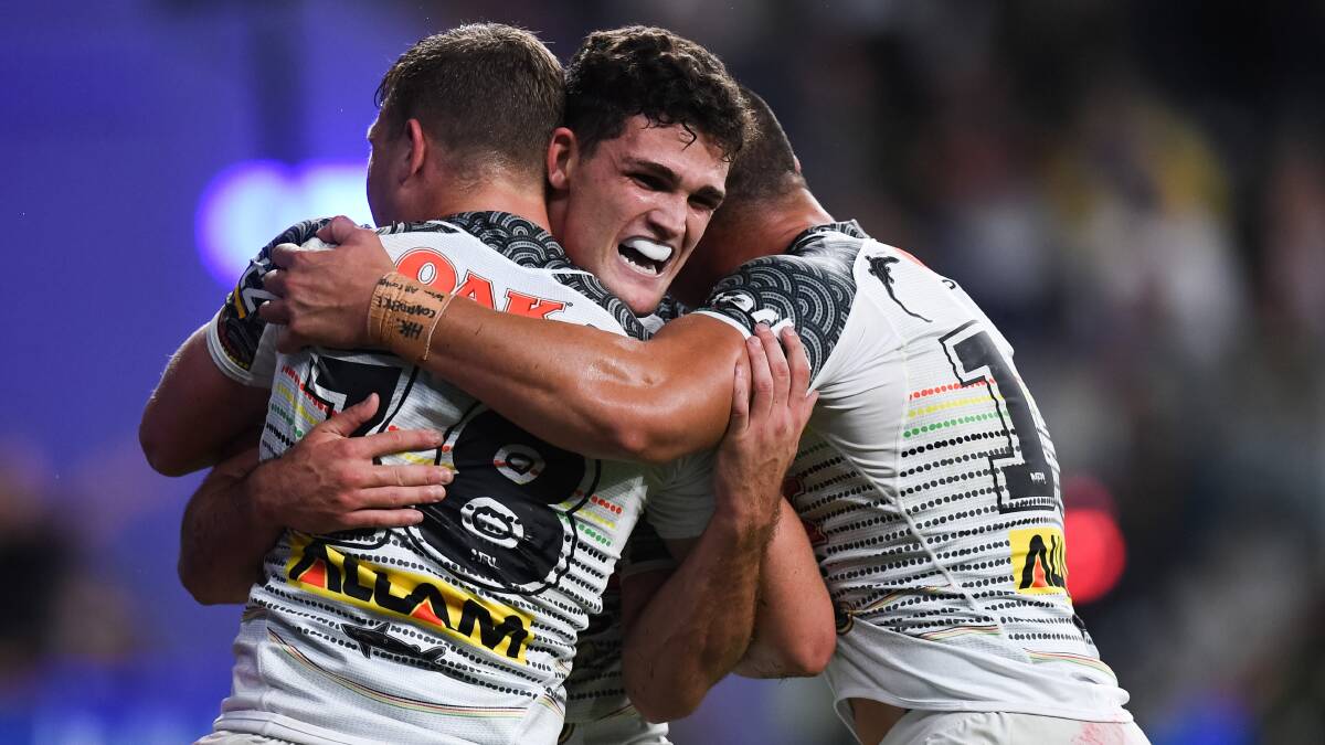 Nathan Cleary celebrates during the Panthers' win over the Eels. Picture: NRL Imagery
