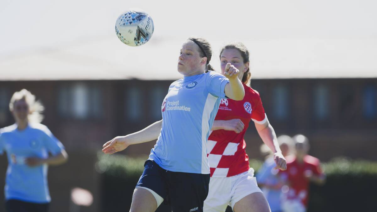 Jasmine Maguire and her Belconnen United side will resume their rivalry with Canberra Croatia in next week's grand final. Picture: Dion Georgopoulos