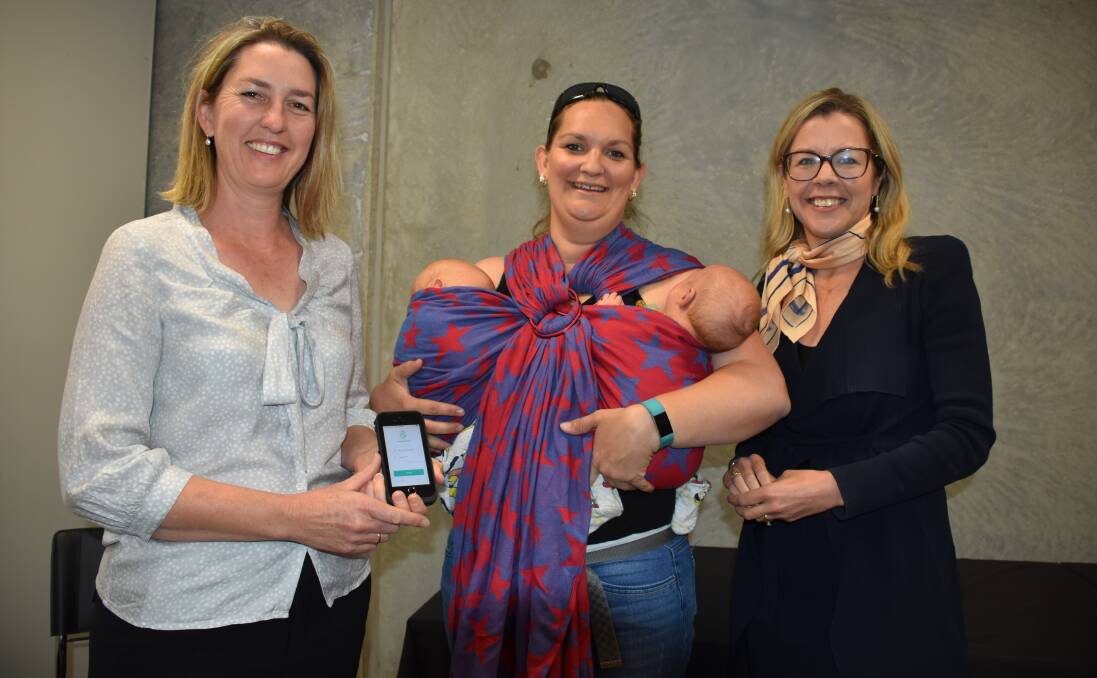Busselton child health nurse Karina Ayers, mother of nine Melody Hawkins and Vasse MLA Libby Mettam launched the HelpMe Feed app in Vasse on Friday. Visit busseltonmail.com.au for the full story.