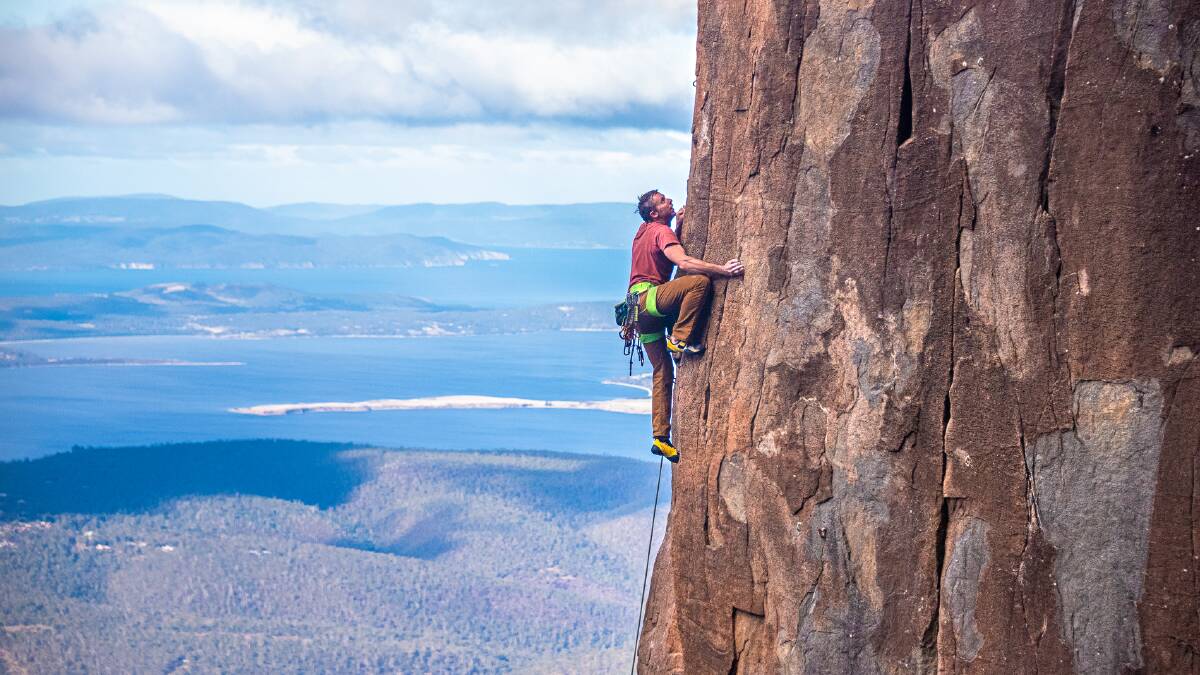 US climber Tommy Caldwell on Tasmania's Mount Wellington in July. Picture: Phillip Booth. 