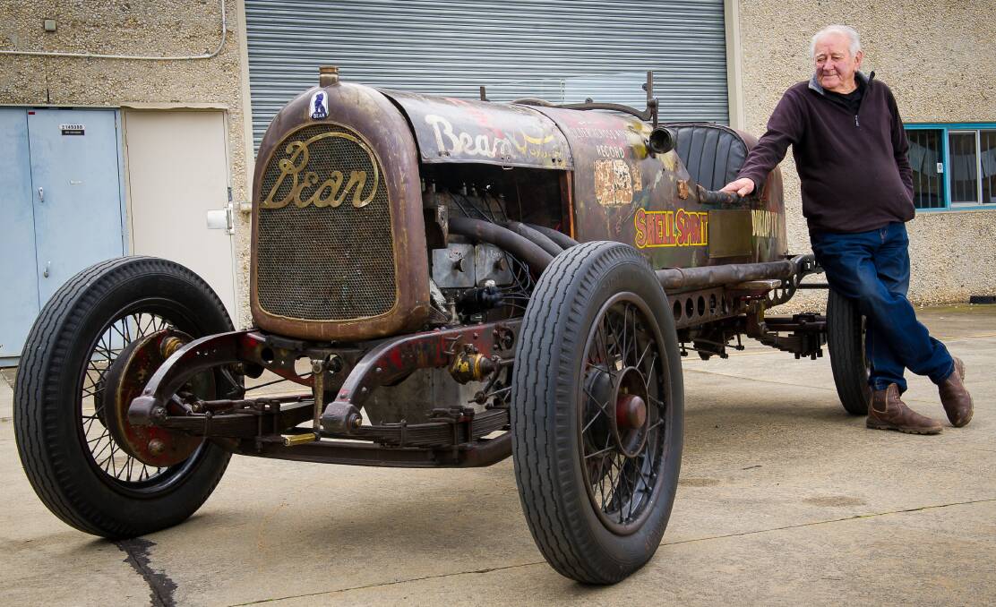 Colin Ogilvie with the 1927 Bean Sundowner that was driven from London to Sydney by Francis Birtles. Picture: Elesa Kurtz. 