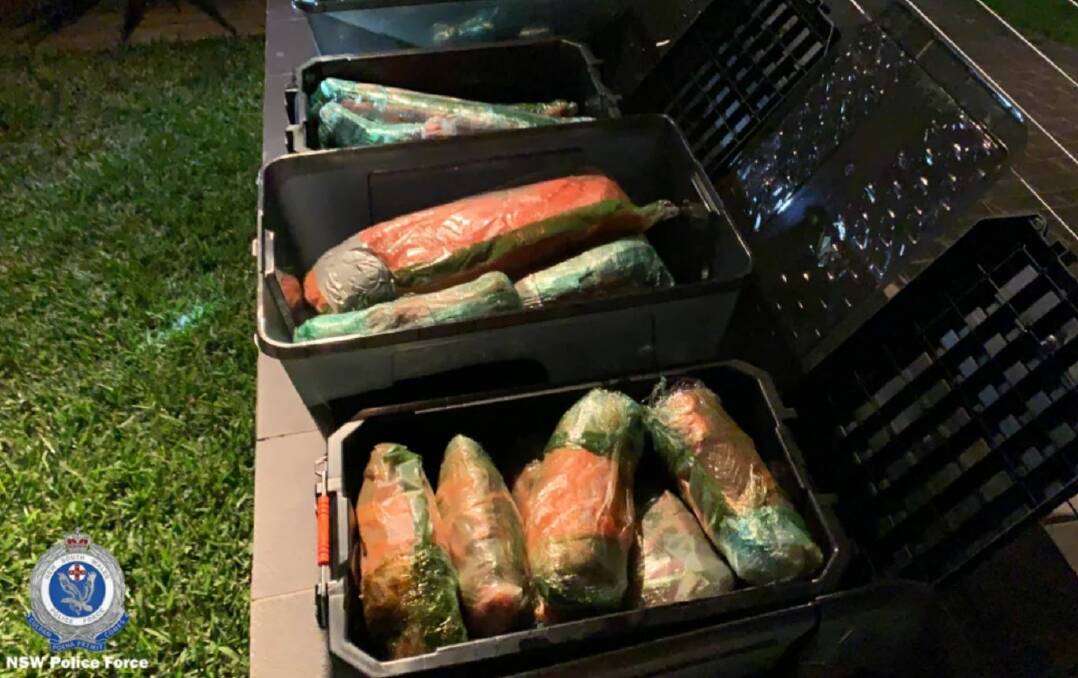 Three people have been charged after more than 100 kilograms of ice was allegedly found in the tray of a ute in Sydney this week. Picture: NSW Police 