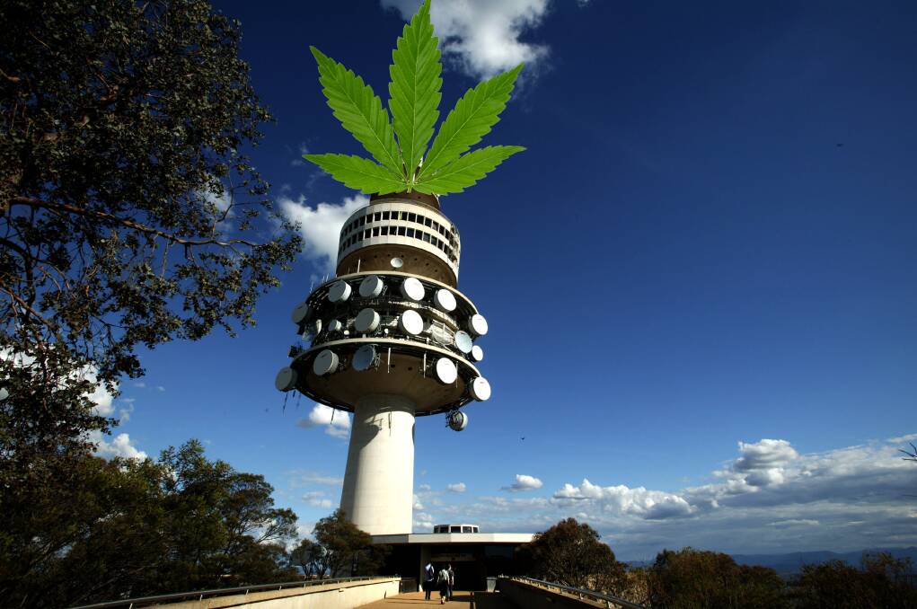 Digitally altered image of Black Mountain Tower. Picture: Rob Homer. 