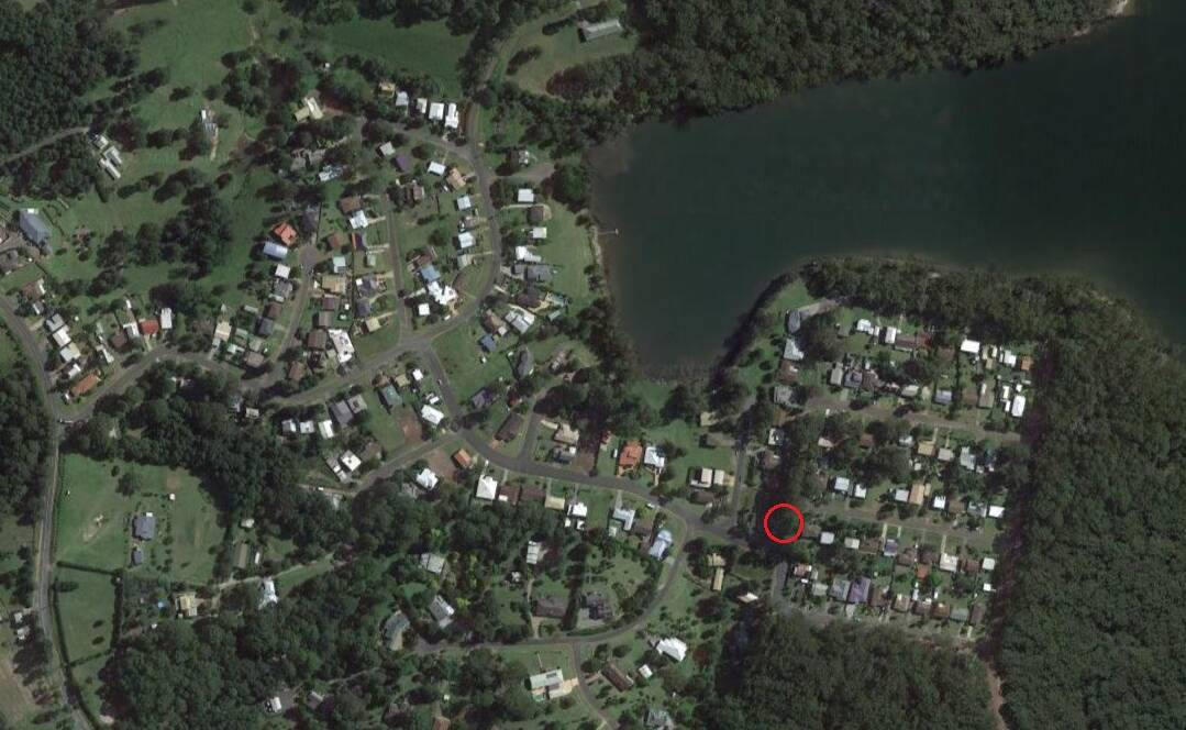 INCINERATED: A Google satellite image showing the location of my father's house in Conjola Park. Fire swept in from the west, jumped the Princes Highway and destroyed more than 100 houses.