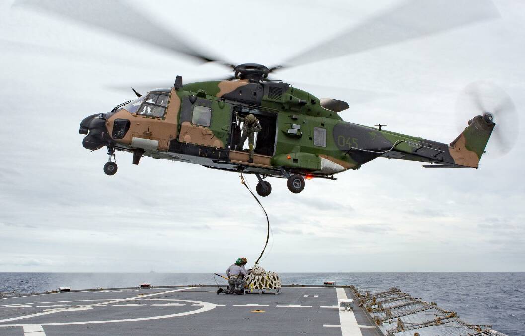 Defence has grounded the navy and army's MRH-90 helicopter fleet as precaution after a tail rotor vibration was detected during a flight. Picture: Steven Thomson