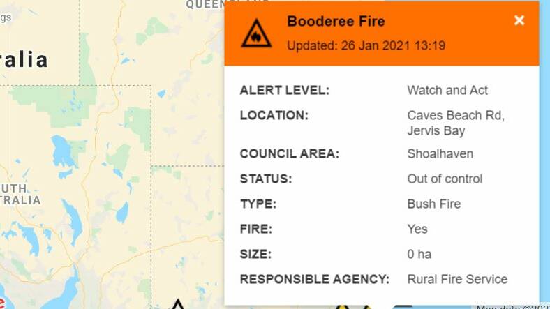 Booderee National Park fire downgraded to advice level