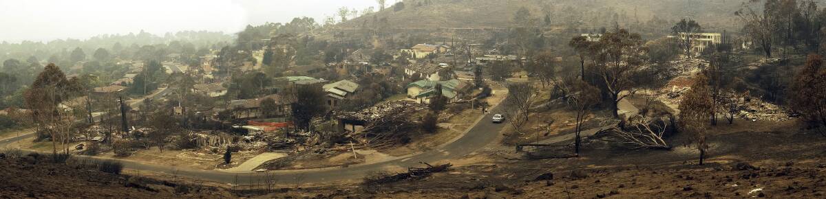 Bushfire aftermath in January 2003. Picture by Graham Tidy