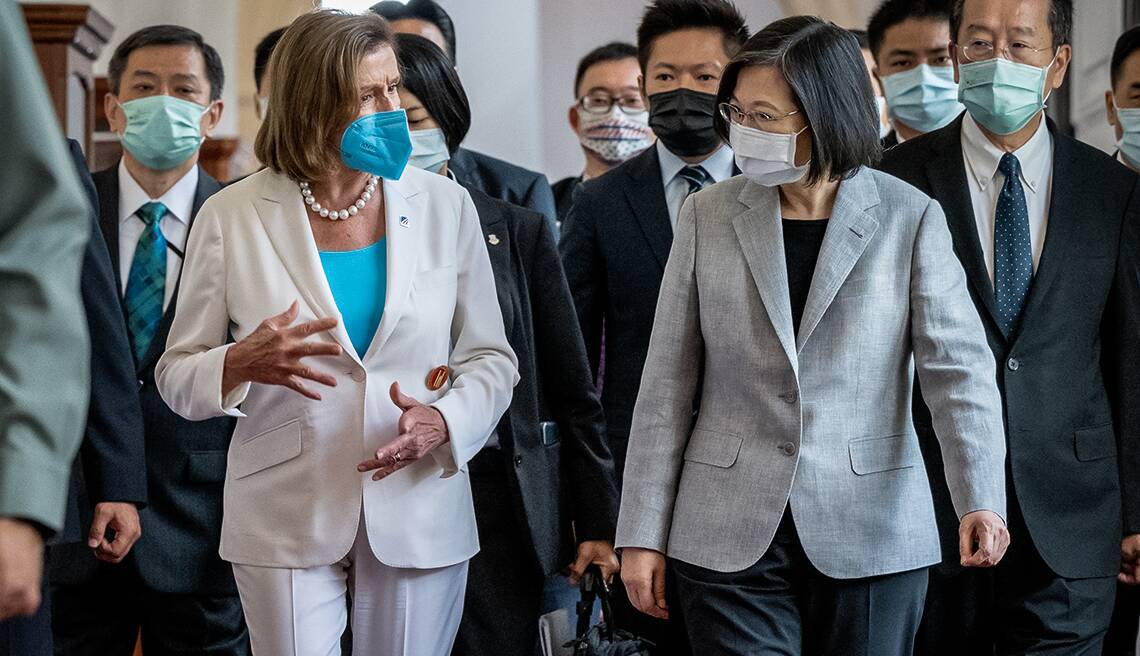 US Speaker Nancy Pelosi with Taiwan's President Tsai Ing-wen. Picture: Getty Images