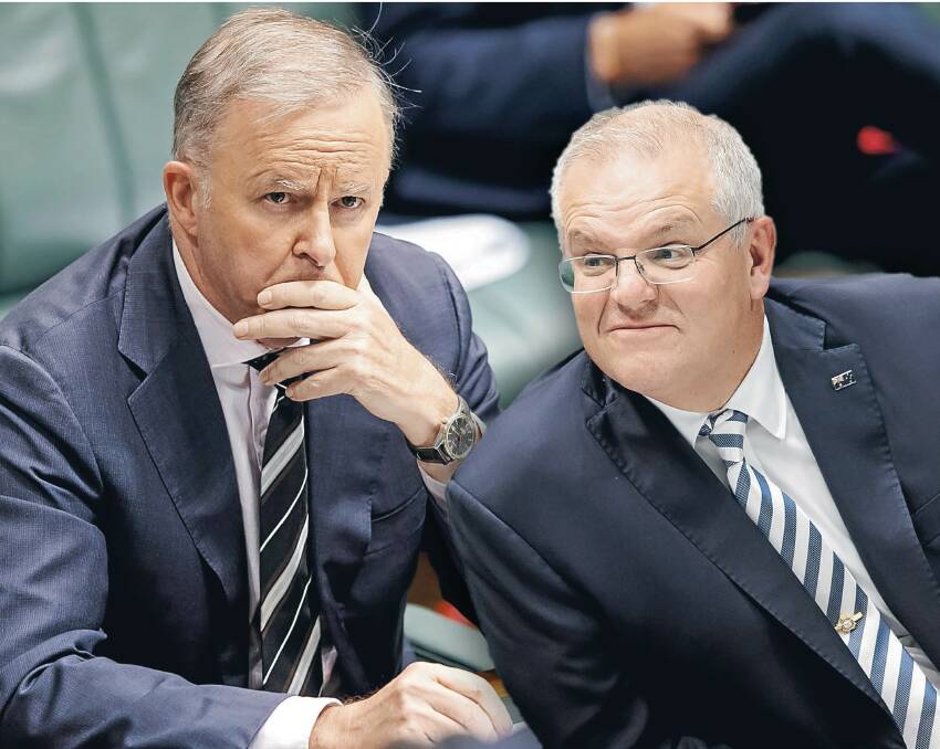 Opposition Leader Anthony Albanese has clawed back from a horror 2020, while Scott Morrison's biggest challenge ahead of the next election appears to be himself. Picture: Sitthixay Ditthavong