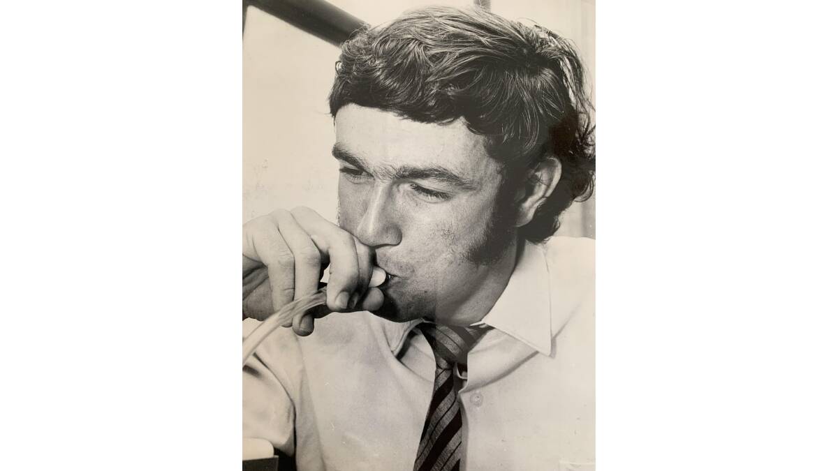 In late 1971, Canberra Times journalist Jim Darling was required to down seven "middies" of full strength beer and test the efficacy of the new police breathalyser equipment. Picture: The Canberra Times 