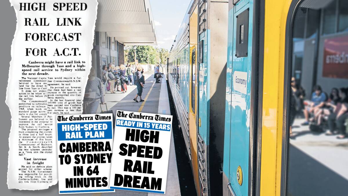 The Canberra Times excitedly reported the arrival of a high-speed train "in the next decade" in August 1964.