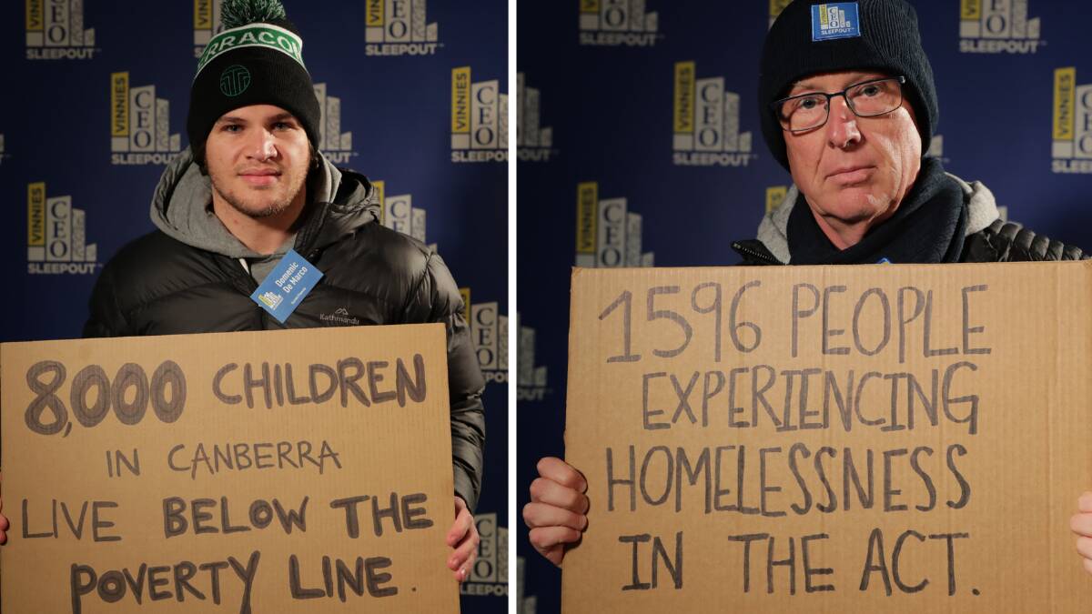 Domenic De Marco, director at Scarlett Financial, and Liberals housing spokesman Mark Parton were also participants in the sleepout. Pictures: Supplied