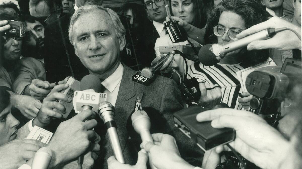 Andrew Peacock after being sacked from Opposition front bench by leader John Howard for disloyalty in 1987. Pictures: Canberra Times archive
