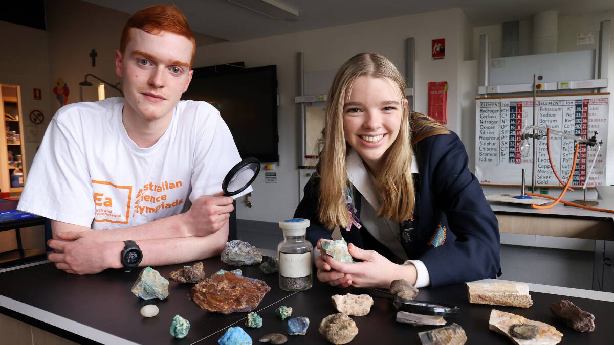 Narrabundah College student Adrian Lehane, 17, and Merici College student Georgia Tonkin, 17, are going to represent Australia at the International Earth Science Olympiad. Picture: James Croucher