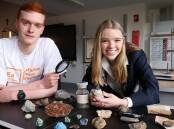 Narrabundah College student Adrian Lehane, 17, and Merici College student Georgia Tonkin, 17, are going to represent Australia at the International Earth Science Olympiad. Picture: James Croucher