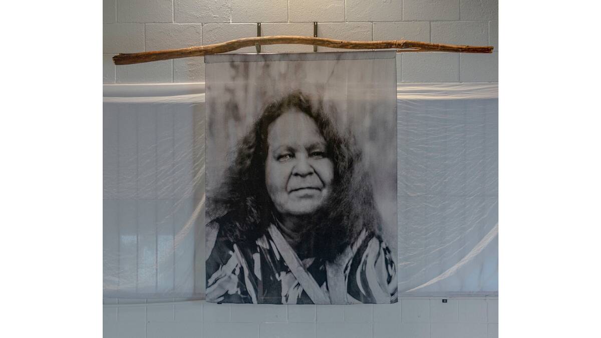 Claire Letitia Reynolds: Aunty Fiona Clarke, Gudintjimara, Kirre Whurrong Nations, VIC (Installation view). Below, Sasha Parlett, Still from Part 1 - WE ARE ONE -The First XI- Uncle Adrian, Mununjalli, Goreng Goreng Nations, QLD. Pictures supplied