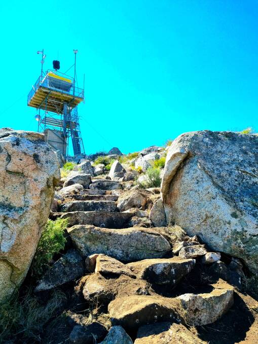 The fire tower atop Mt Tennent. Picture: Iconic Trails