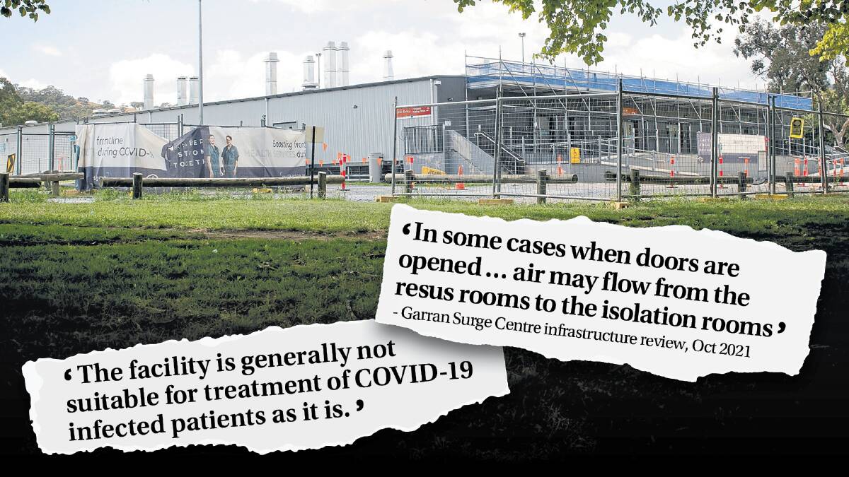 Documents have revealed the Garran Surge Centre (pictured) was "not suitable" for the treatment of infectious COVID-19 patients. Picture by Elesa Kurtz 