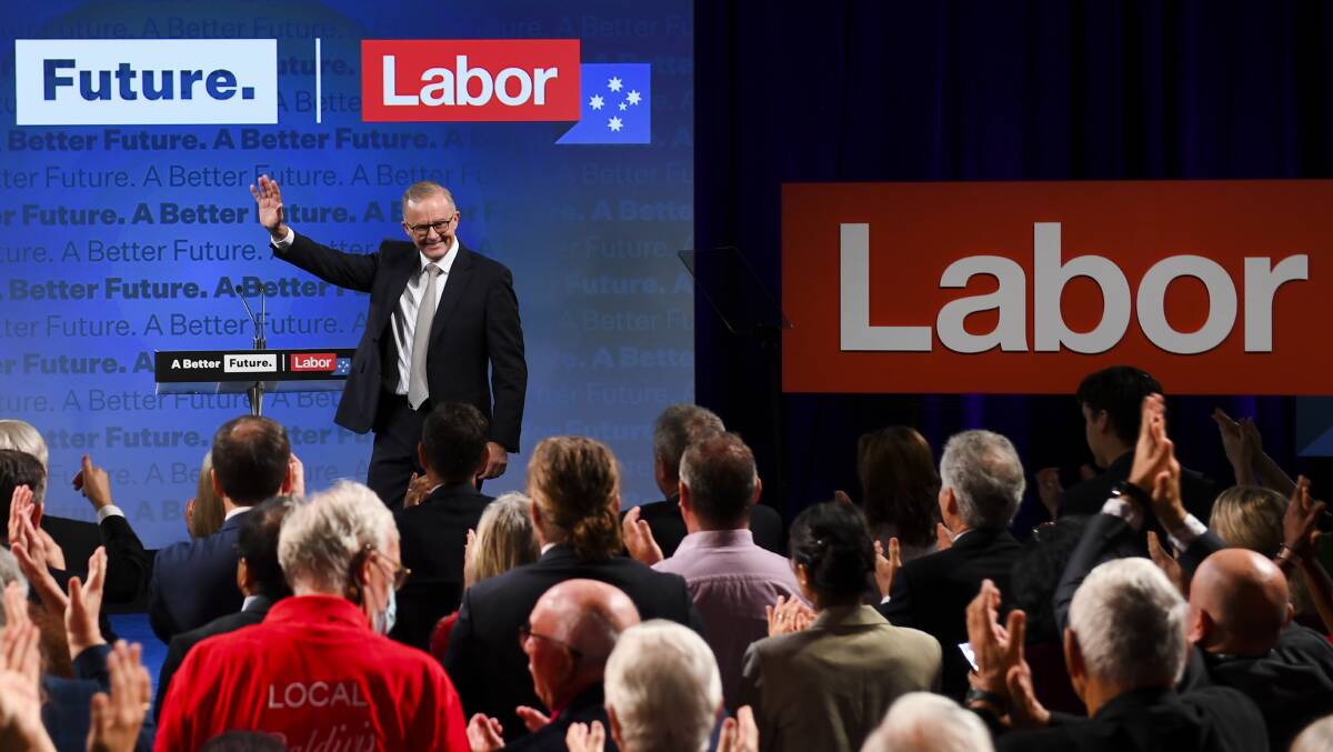 Australian Opposition Leader Anthony Albanese speaks at the Labor Party campaign launch at Optus Stadium in Perth on May 1. Picture: AAP