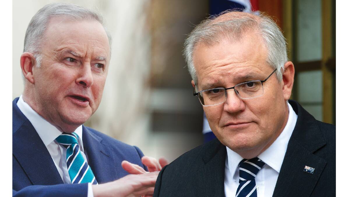 Scott Morrison is gearing up for election time and Anthony Albanese is one of his secret weapons. Pictures: Dion Georgopoulos, Elesa Kurtz