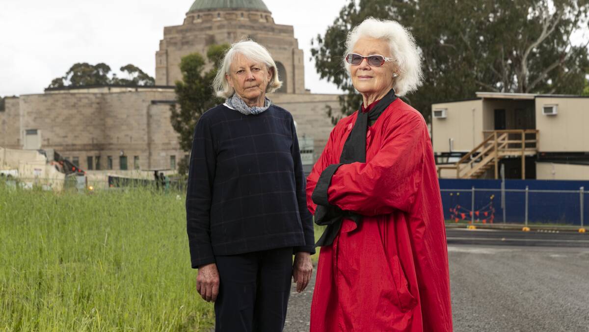 Sue Byrne and Marianne Albury-Colless of Reid Residents Association are upset with the new work and project at the Australian War Memorial. Picture: Keegan Carroll