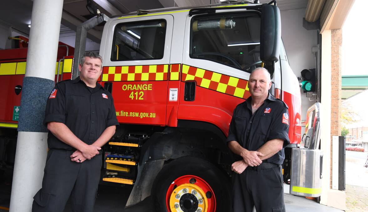 STAY SAFE: Mark Bell and David Beattie are lead firefighters at Orange Fire and Rescue. Photo: JUDE KEOGH.