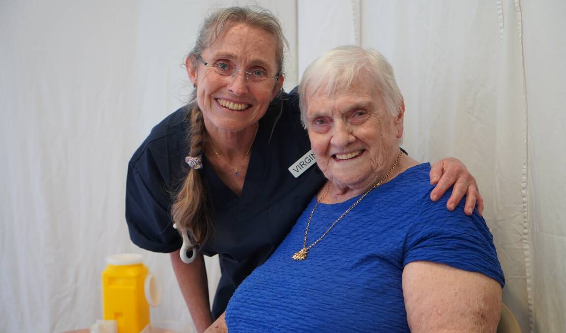 Uniting Mirinjani resident Judy Baker was one of the first people in Canberra to receive the COVID-19 jab. Picture: Supplied 