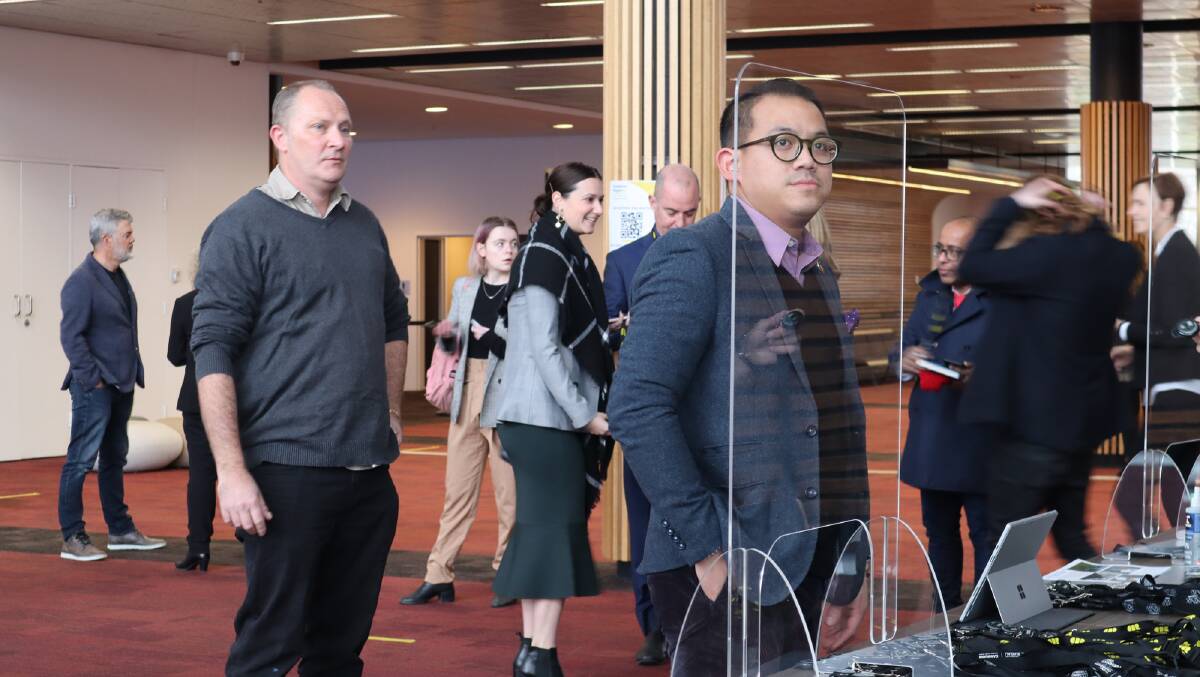 The National Convention Centre Canberra hosted the first trial of the smart badge social distancing technology on Thursday. Picture: Supplied