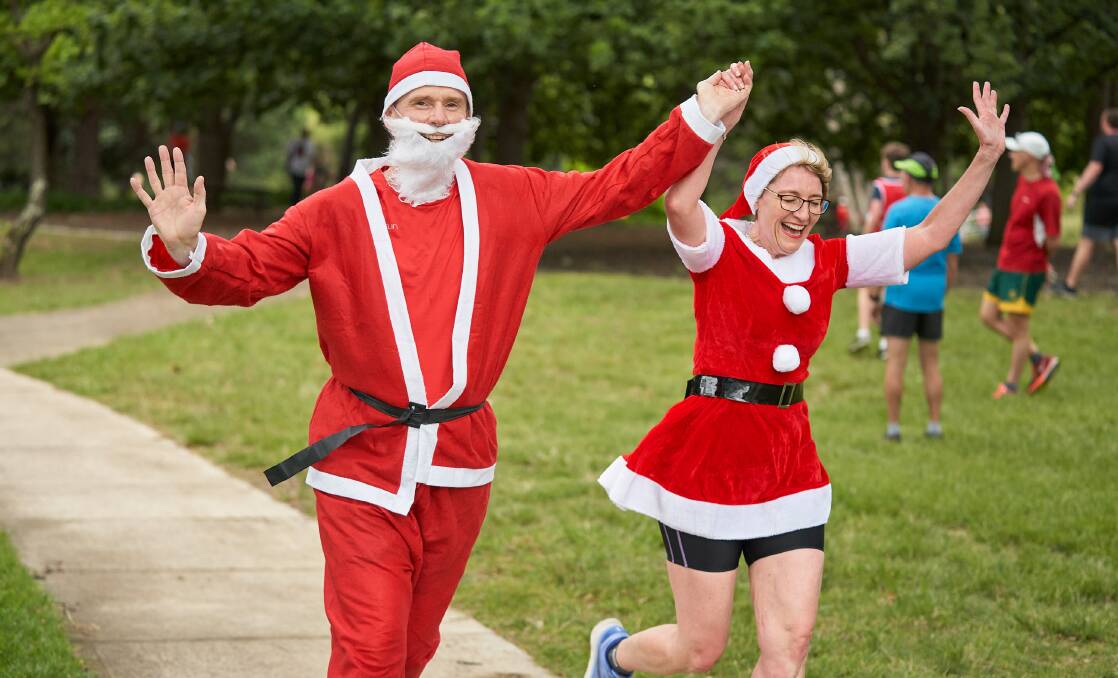 Paul and Philippa Wood from Weston at the Christmas Park Run. Picture: Matt Loxton