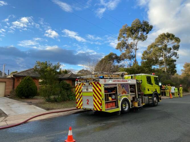 Firefighters extinguished a fire at a Watson home on Wednesday afternoon. Picture: Emergency Services Agency