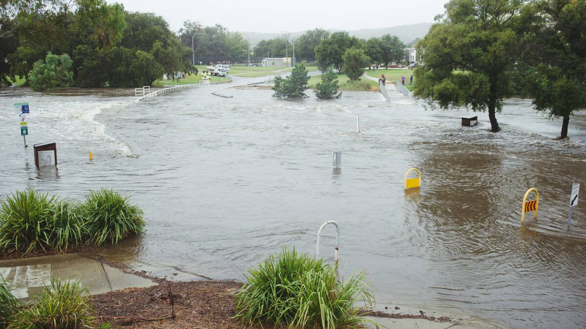 A minor flood warning is in place for the Queanbeyan River. Picture: Dion Georgopoulos 
