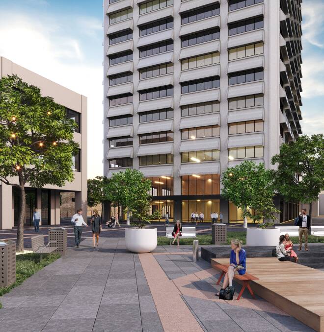 A new entrance facing the Woden town square and retail space are included in the ground floor plans. Picture: Brite Developments. 