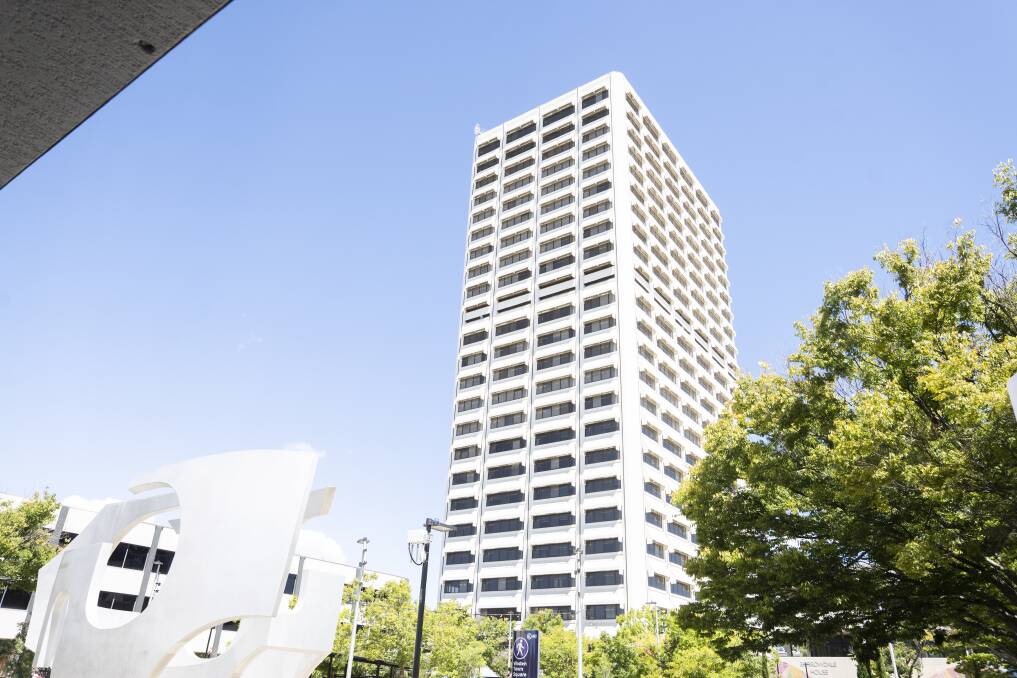 The former public service building Lovett Tower in Woden may be refurbished from abandoned office space to student accommodation. Picture: Dion Georgopoulos