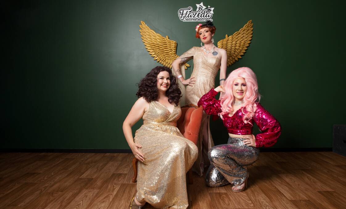 Jupiter Rayne, Sian Brigid, and Lola Lust will perform in Burlesque Idol at the Harmonie German Club on Friday. Picture: Sitthixay Ditthavong