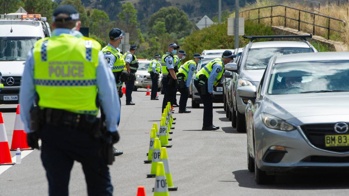 Police are checking cars at the ACT border to ask them to self-declare if they have been in a hotspot. Picture: Elesa Kurtz