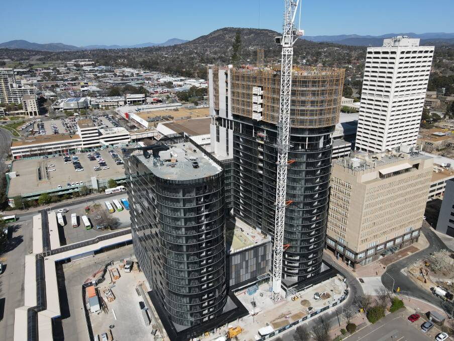 The Grand Central Towers development in Woden topped out this week.