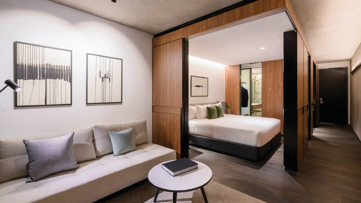 A one-bedroom apartment in the A By Adina hotel at Constitution Place. Picture: A By Adina