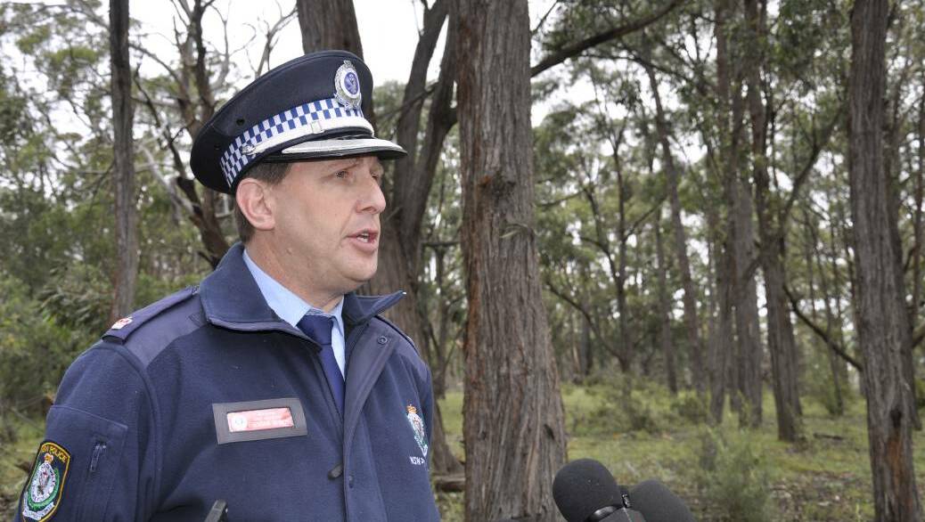 Hume Police District Detective Chief Inspector Brendan Bernie speaks to media about a fatal helicopter crash. Picture: Lousie Thrower