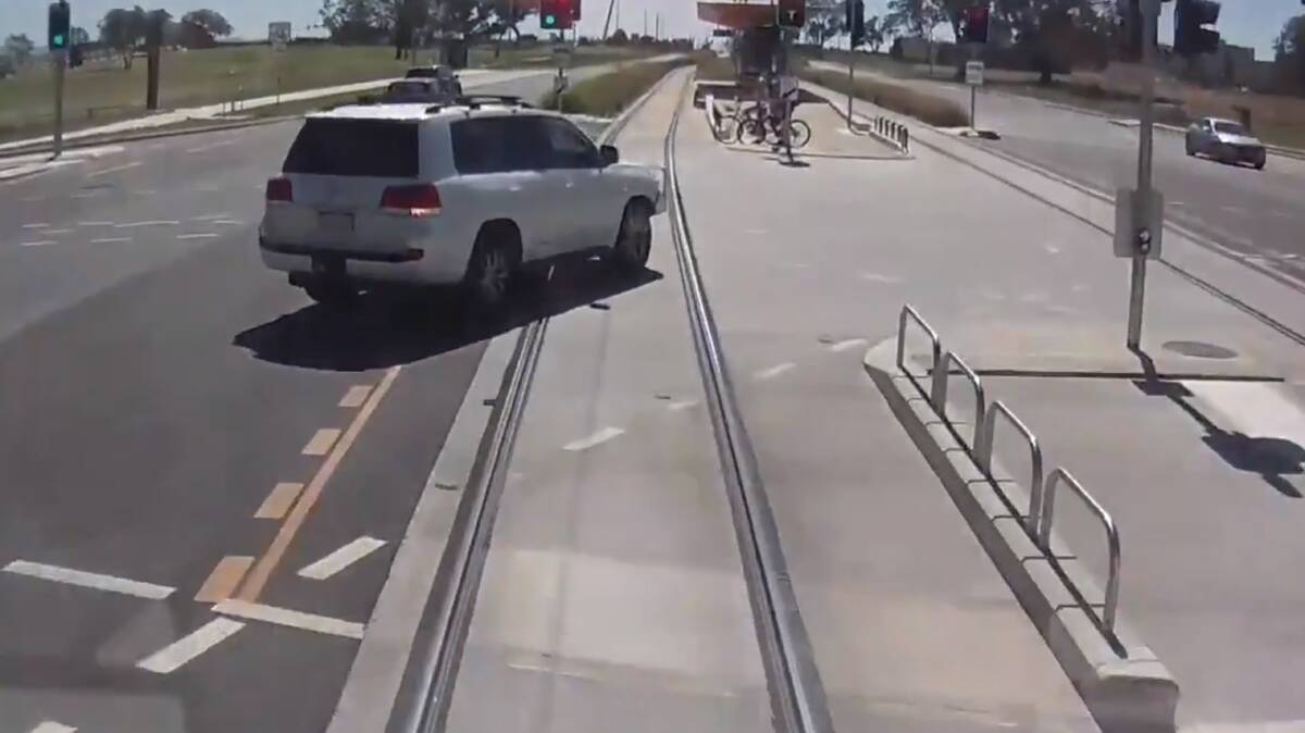 Transport Canberra has released footage of near misses with the light rail. Picture: Transport Canberra