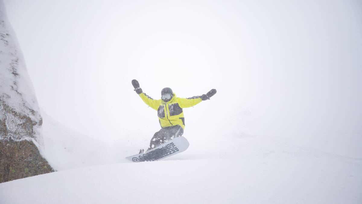 A snowboarder at Thredbo on Friday. Picture: Supplied