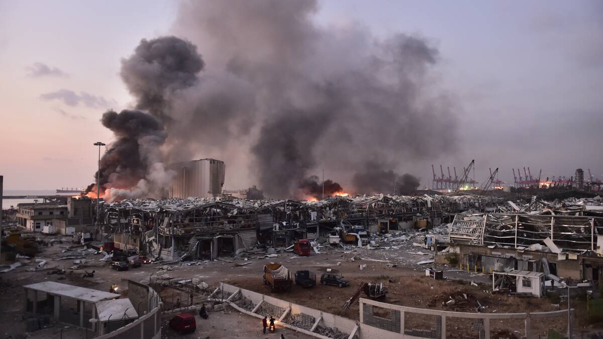 A massive warehouse explosion ripped through Beirut. Picture: Getty Images