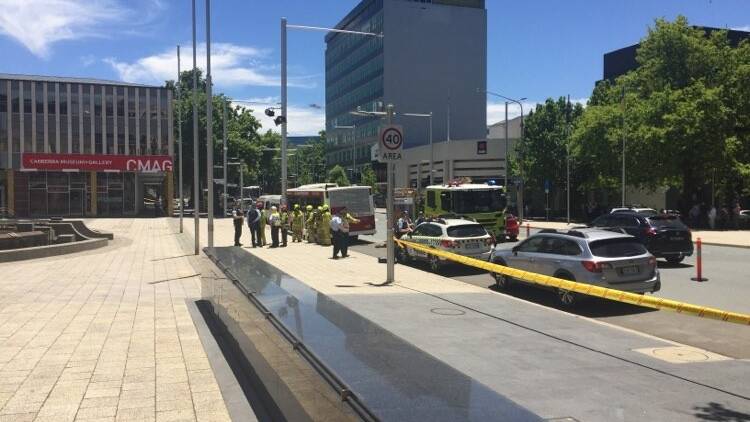 Emergency services have evacuated several buildings in Civic Square. Picture: Dan Jervis-Bardy