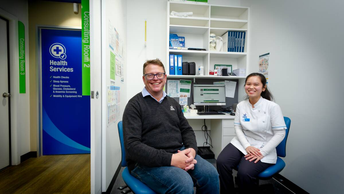 Capital Chemist group business manager Andrew Topp and pharmacist Yuh-Lin Gan as Capital Chemist Kingston are among pharmacies in the ACT who will be able to administer the Covid vaccine next month. Picture: Elesa Kurtz