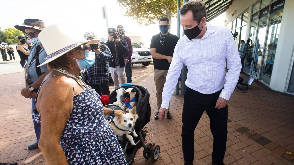 WA Premier Mark McGowan speaks with members of the public during the state's snap coronavirus lockdown. Picture: Getty Images