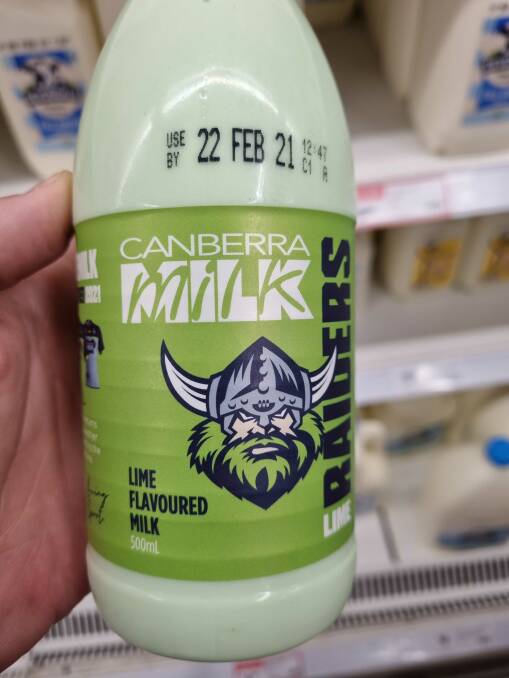 Raiders lime milk is back on supermarket shelves. Picture: Supplied