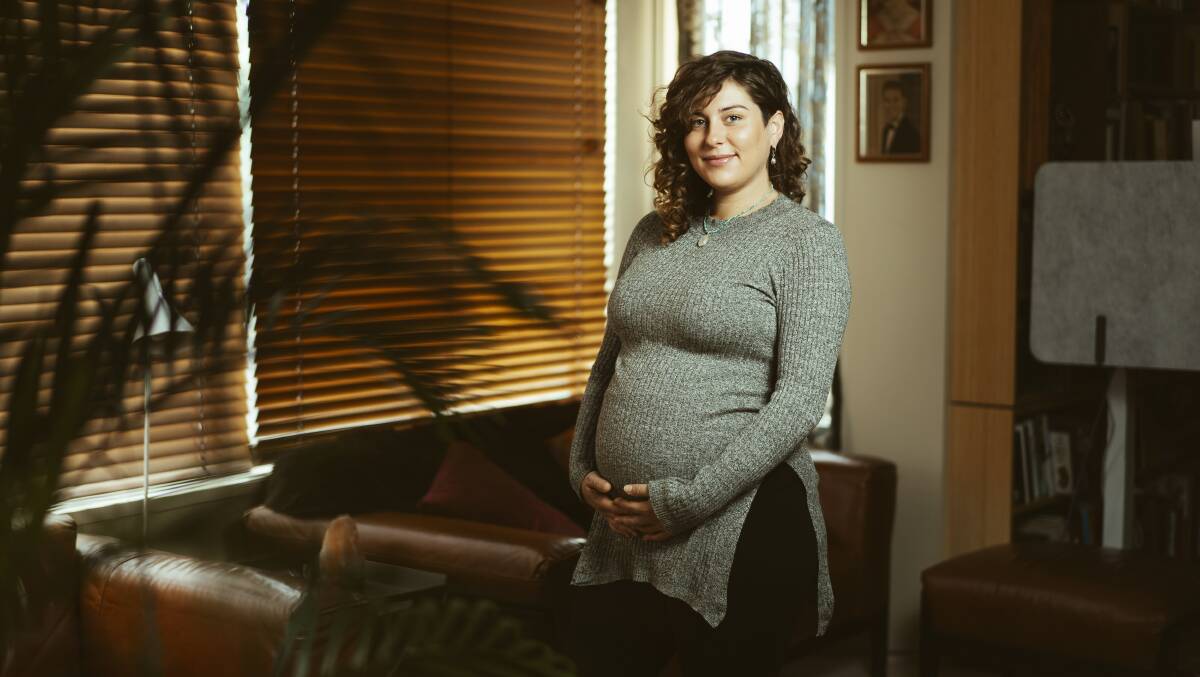 Ruby McKay is expecting her first child in May. Picture: Dion Georgopoulos