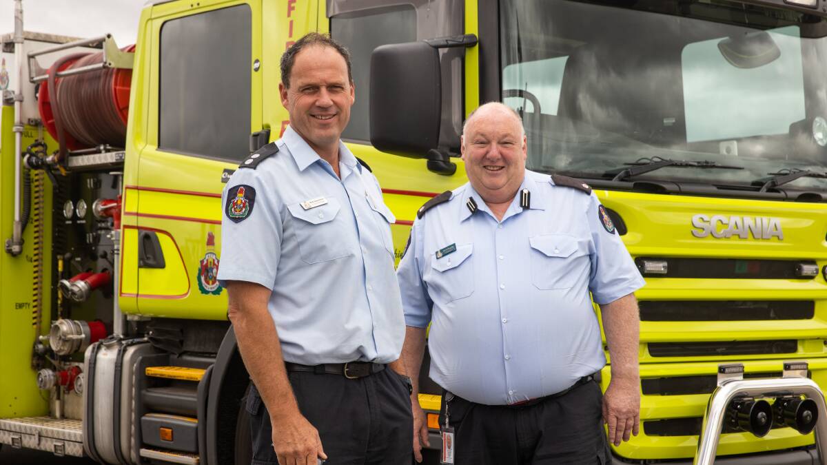 Commander Col O'Rourke and station officer Matt Spackman were part of the Christchurch earthquake recovery efforts 10 years ago. Picture: Keegan Carroll